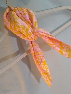 Yellow & Pink Paisley Scarf with Pink Trim